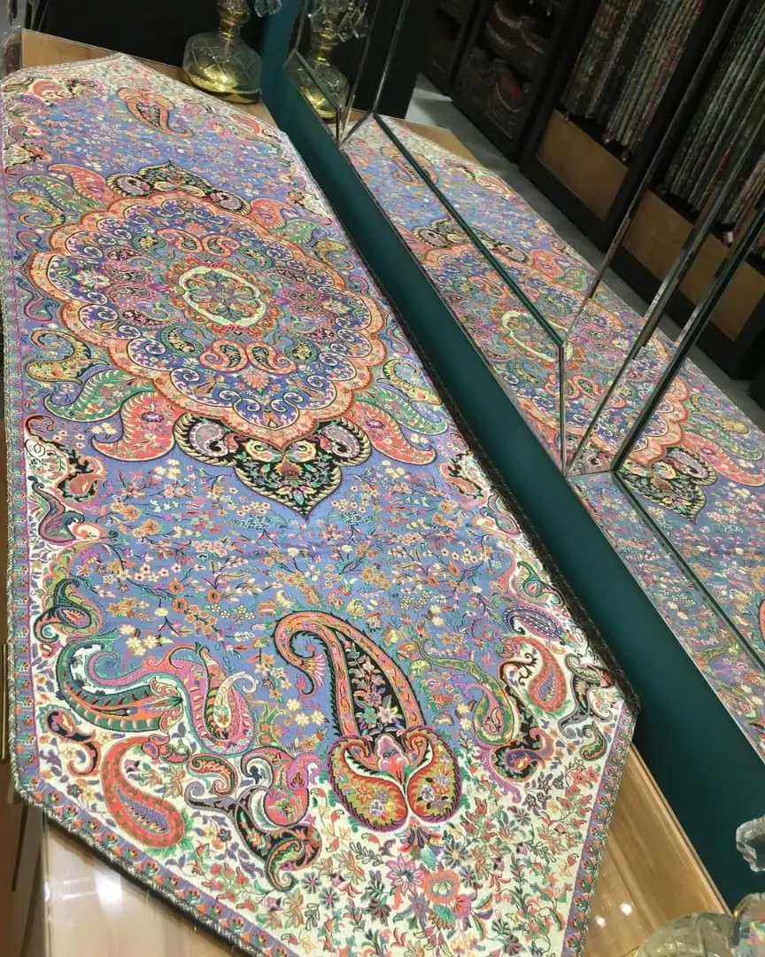 رانر ترمه سلاطین هاشمی رنگ ابی