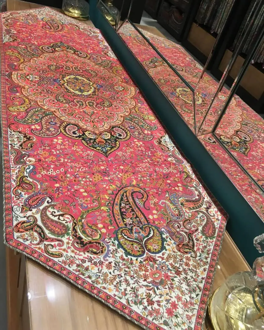 رانر ترمه سلاطین هاشمی رنگ زرشکی