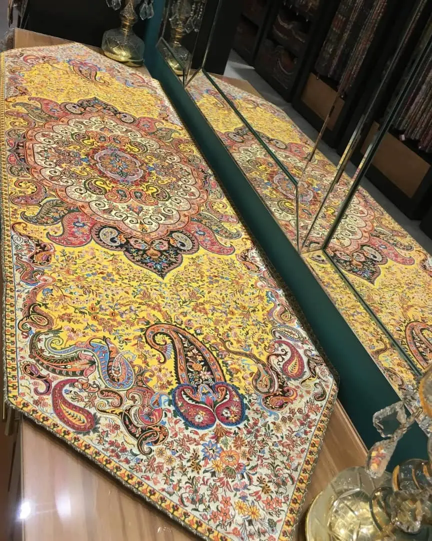 رانر ترمه سلاطین هاشمی رنگ زرد