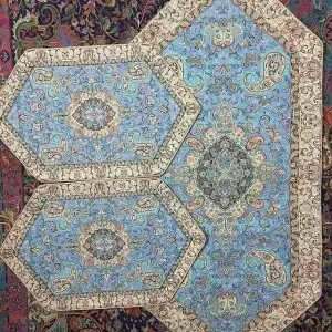 سرویس پذیرایی ترمه طرح چهلنگار رنگ آبی