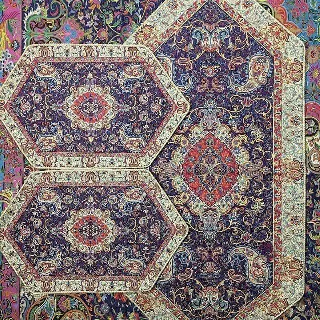 سرویس پذیرایی ترمه طرح چهلنگار رنگ زرشکی