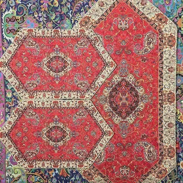 سرویس پذیرایی ترمه طرح چهلنگار رنگ قرمز