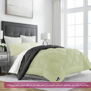 روتختی با رنگ سبز پسته‌ای، احساس طراوت و آرامش ویژه ای به اتاق عروس شما می‌بخشد.