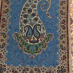 تابلو ترمه ابریشم آبی رنگ مشک