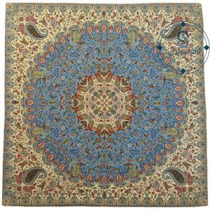 رومیزی ترمه اصل ابریشم طرح پردیس کد 1 سایز 1*1