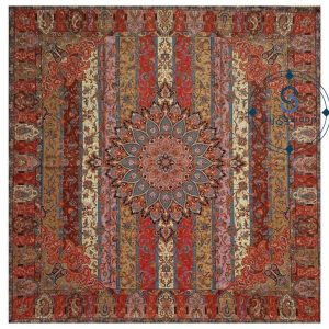 رومیزی ترمه اصل ابریشم طرح الوان کد 1