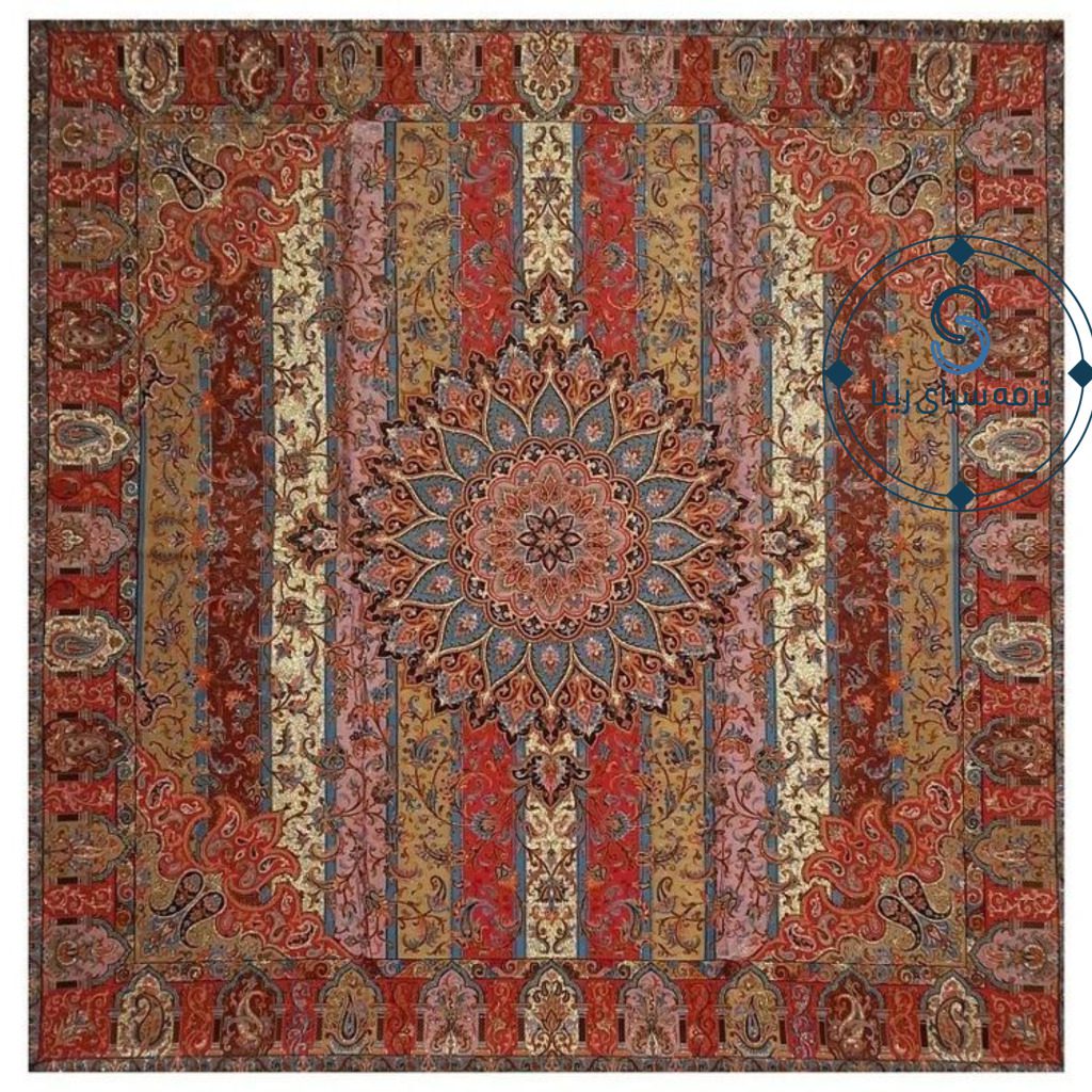 رومیزی ترمه اصل ابریشم طرح الوان کد 1