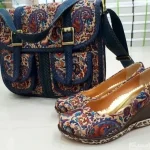 ست کیف و کفش ترمه آبی