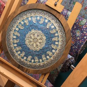 تابلو ترمه سرمه دوزی شده طرح بته جقه