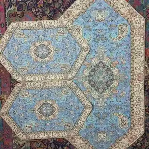 سرویس پذیرایی ترمه طرح چهل‌نگار رنگ آبی