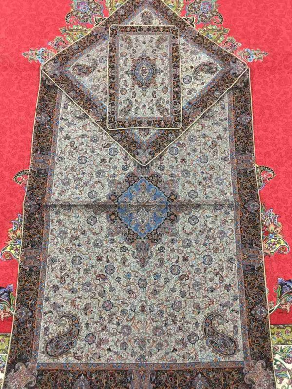 جانماز ترمه طرح تاج رنگ قهوه ای