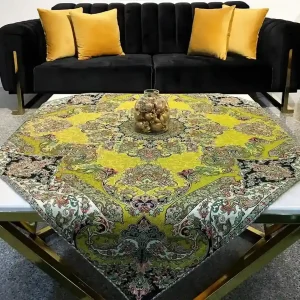 رومیزی ترمه طرح شورانگیز زرد