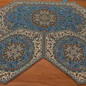 ست 3 تیکه رومیزی ترمه پردیس ابی رنگ