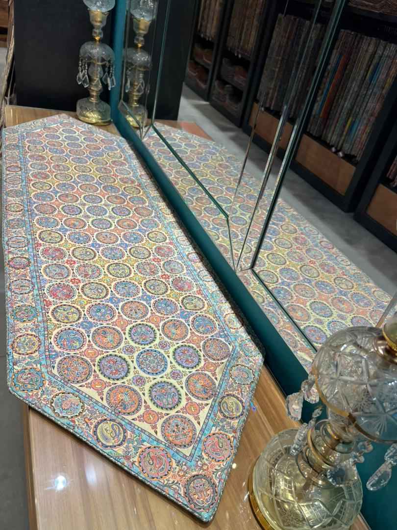 رانر ترمه کرم رنگ طرح هفت خوان ترمه هاشمی