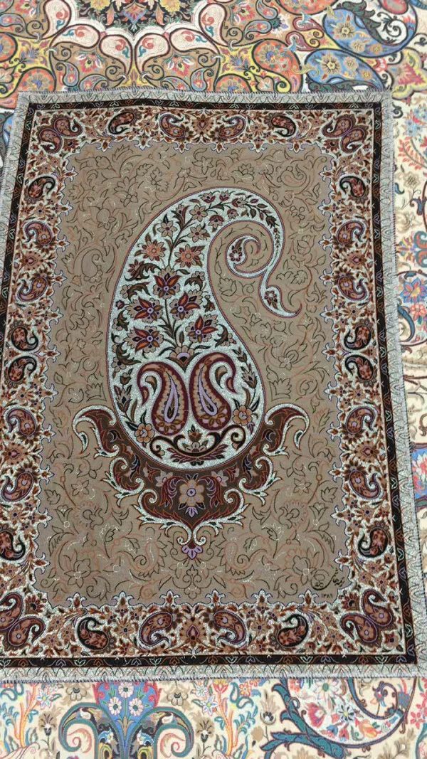 تابلو ترمه ابریشم قهوه ای رنگ مشک