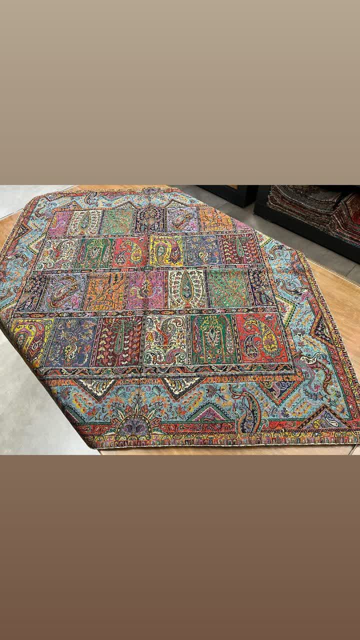 رومیزی ترمه ابریشم ترمه هاشمی طرح خشتی کد 2