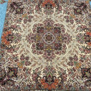ترمه رومیزی ابریشم طرح ایراندخت کد 3 سایز 1*1