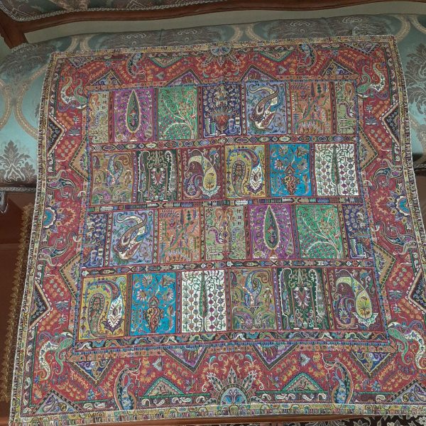 خرید رومیزی ترمه ابریشم اصل طرح دیوان خشتی - Image 4