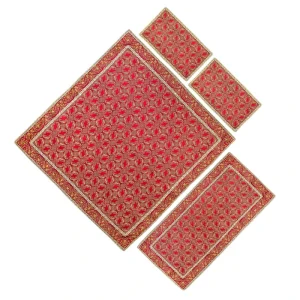 ست 4 تیکه رومیزی ترمه مستطیلی trem1