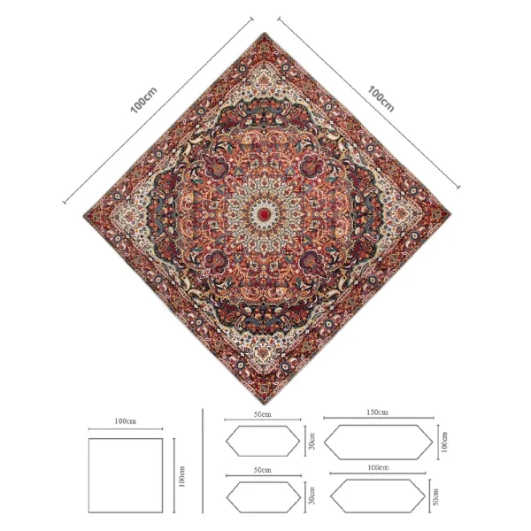 رومیزی ترمه طرح باغ بهشت سایز1*1 tre کد2 - Image 2