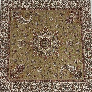 رومیزی ترمه سایز 1*1 زرد ترمه سالاری