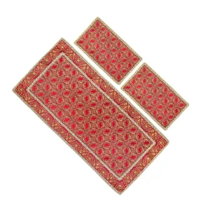 ست 3 تیکه رومیزی ترمه مستطیلی trem1
